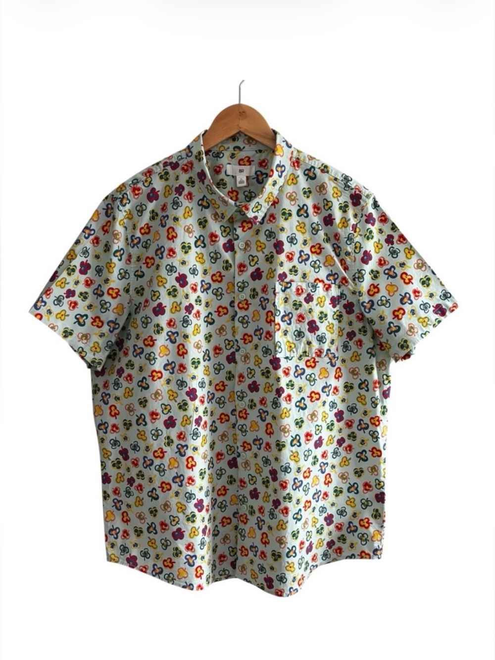 BP. Men's Short-Sleeve Floral Print Shirt - Multicolor Size Xl
